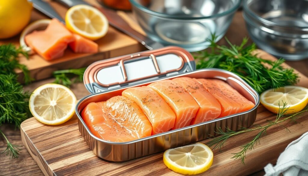 Various dishes made with canned salmon, including salmon patties, pasta with salmon, and a colorful salmon salad, showcasing easy canned salmon meal options.