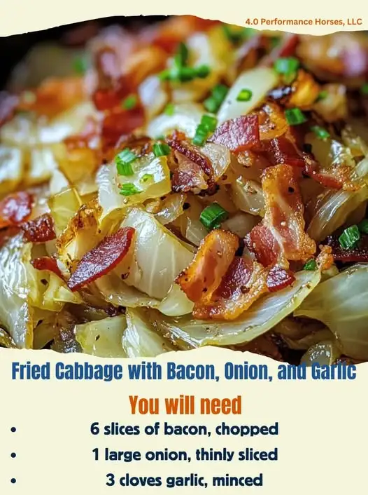 Fried Cabbage with Bacon, Onion, and Garlic