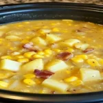 A bowl of Amish Snow Day Soup garnished with fresh parsley.